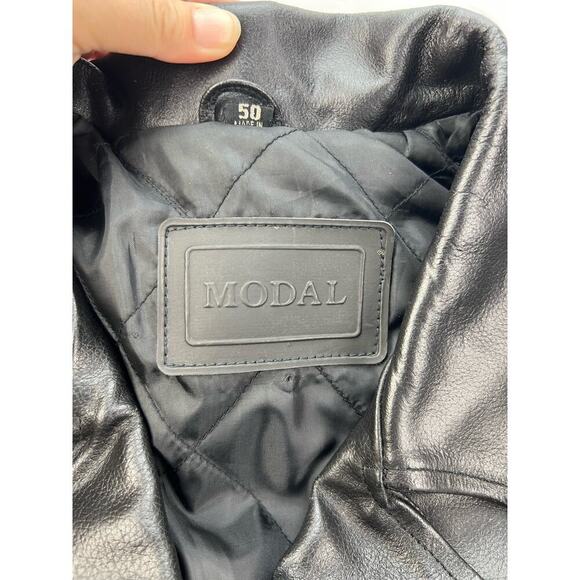 MODAL Men's Genuine Leather Heavy Duty Motorcycle Jacket Quilted Liner Black 50 - Picture 7 of 11
